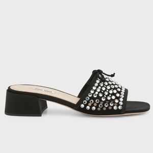 Miu Miu Ciabatte Strass Perforated Block-Heel Slide Sandals
